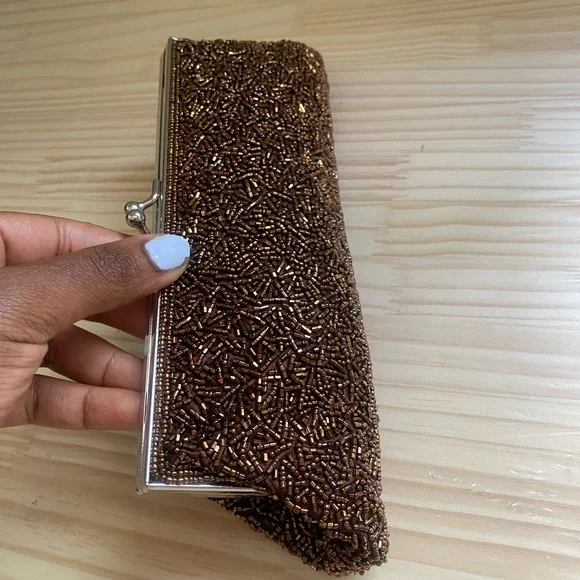 Elegant Brown Beaded Clutch - Picture 4 of 10
